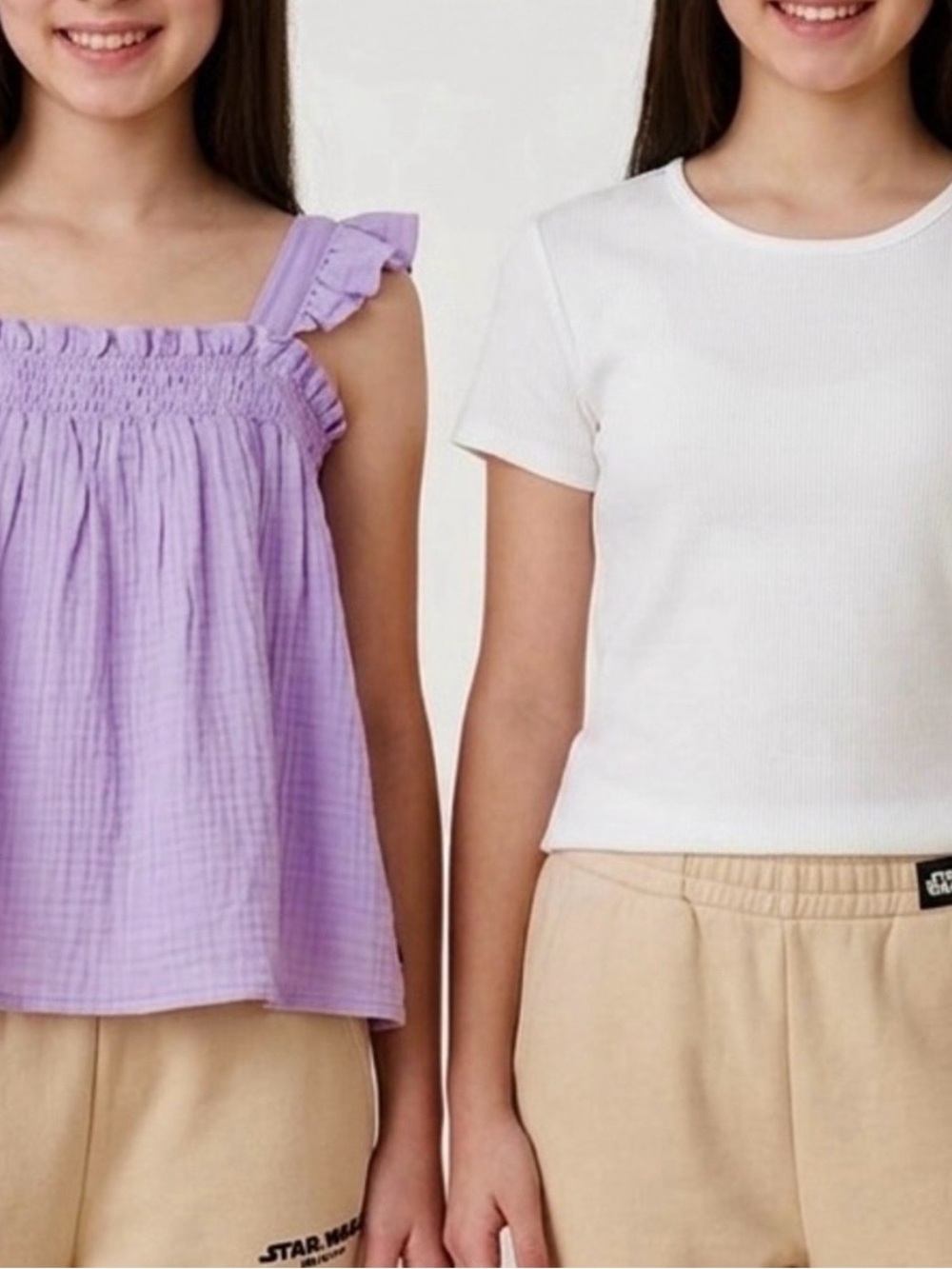 Girls 2-Pack Tops - White and Purple size 6